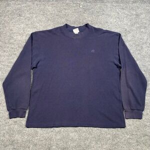 Apex Mens XL Long Sleeve Thermal Shirt Navy Blue Waffle Knit Made in USA Vintage